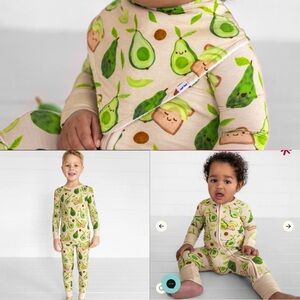 Avocado Toast Little Sleepies 2 piece set, bib and zippy